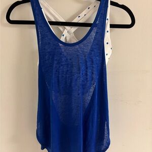 Fabletics Royal Blue and White Tank Top with Built-in Bra